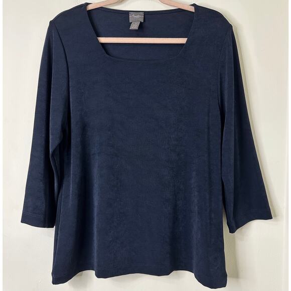 Sz 1 Md Chicos Travelers Black Square Neck Top Wrinkle-Resistant Chic Minimalist - Picture 1 of 5